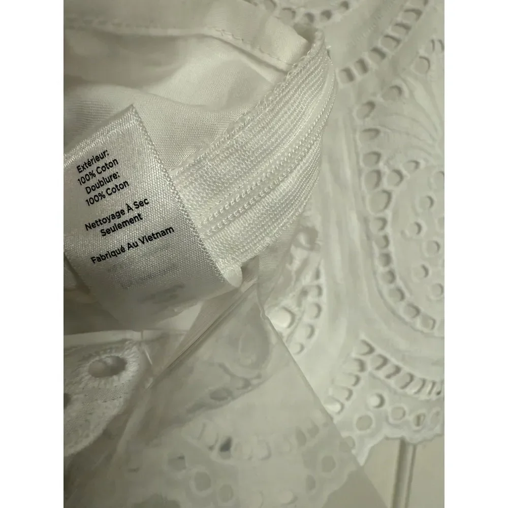 Talbots Womens Sleeveless Tank Top White Eyelet Pineapple Lined Side Zip. Sz XLp